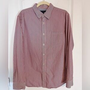 Banana Republic Soft Wash Red and White Striped Casual Button Up